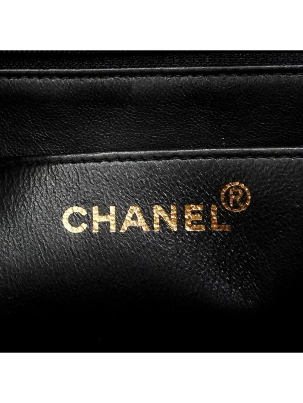 Chanel Chain Tote Bag Quilted Caviar Leather Black Gold